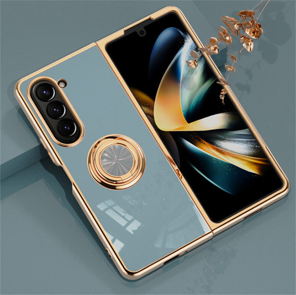 Shockproof Case Luxury Plating Ring Cover For Samsung Galaxy Z Fold 5 4 5G