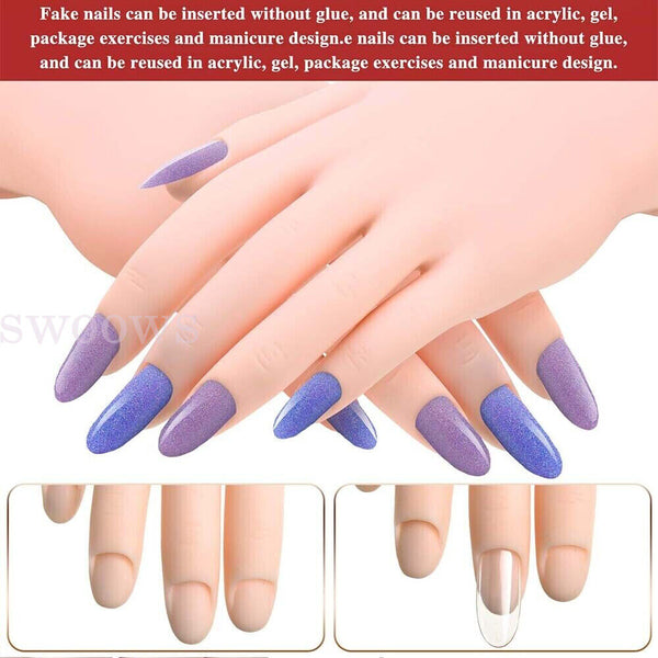 2x Practice Model Hand Nail Art Trainer Hand Fake Hand For Acrylic Gel False NEW