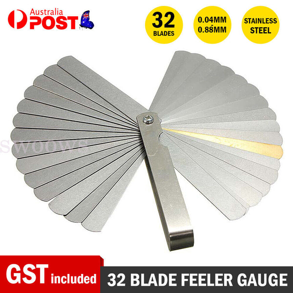 32 Blade Feeler Gauge Dual Marked MM/Inch Thickness Gap Metric Filler Tool Honda