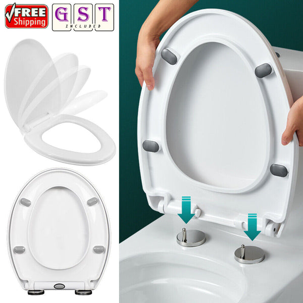 Thick Toilet Seat Soft Close Luxury White Heavy Duty Quick Release O Shape NEW