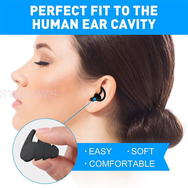 Ultra Soft Silicone Ear Plug Noise Reduction Flexible Reusable Study Sleep Plugs