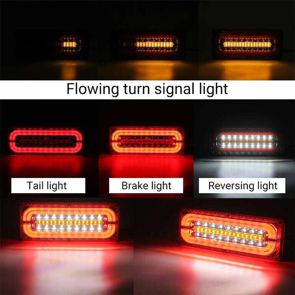 2PCS 12V-24V Sequential Indicator LED Tail Lights Trailer Caravan Truck Stop