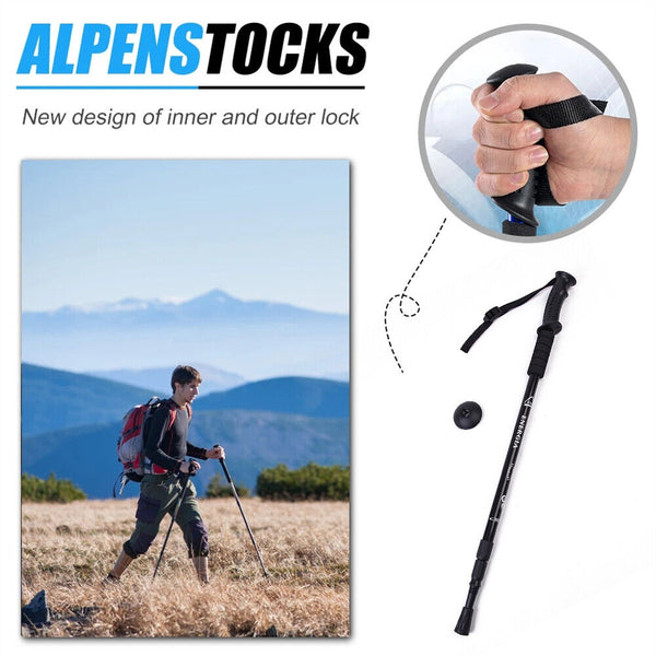 Adjustable Lightweight Hiking Trekking Poles Walking Stick Anti Shock Camping AU