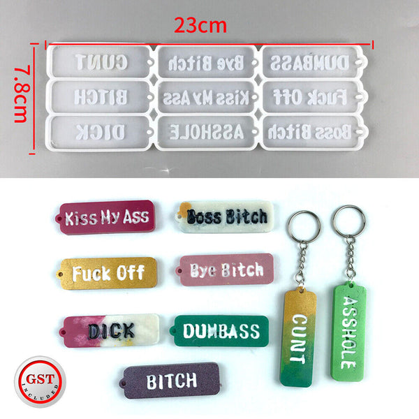 AU Silicone Letters Keychain Resin Epoxy Casting Mold EarringPendant Mould Craft