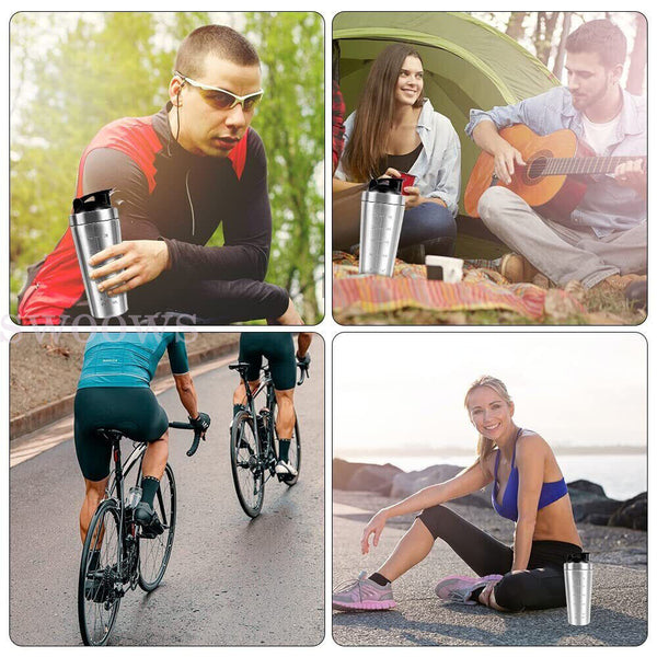 1/2x 750ml Stainless Steel Single Layer Shaker Cup Sports Water Cup, Fitness Cup