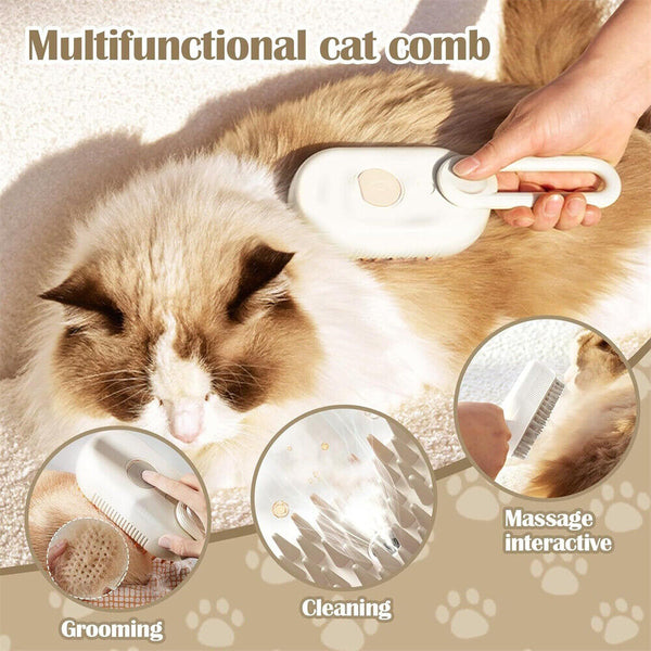 1/2x 3 in 1 Cat Steam Brush Pet Grooming Dog Brush Electric Spray Massage Steamy