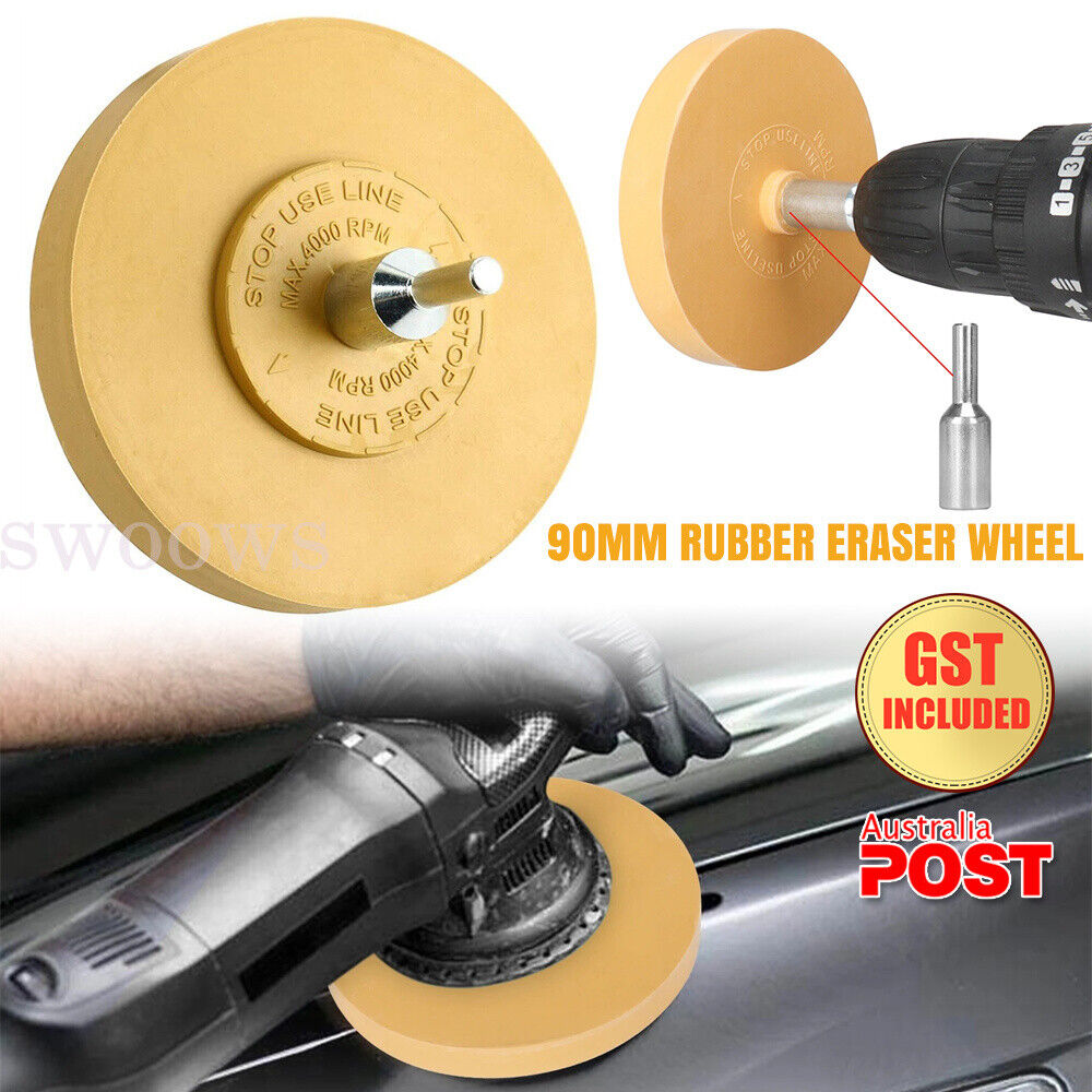 Decal Rubber Eraser Caramel Wheel Pinstripe Sticker Remover w/ Drill Adapter