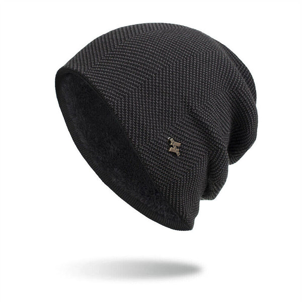 Thick Knitted Wool Hat Winter Warm Cap Men Women Beanie Fleece Ski Skating Cap