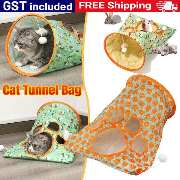 Cat Tunnel Bag Pet Kitten Tunnel Foldable Small Animal Cat Play Interactive Toys