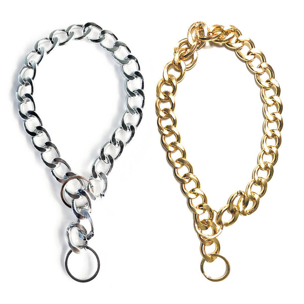 Dog Chain Collar Heavy Duty Choker Double Pet Slip Check Twist Link Chrome