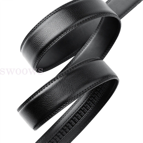 Quality Black H Belt Premium Leather Strap w/o Buckle Women Man 3.5cm width