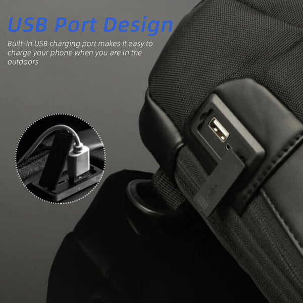 Men's Anti-theft Crossbody Bag Sling Backpack Oxford cloth Waterproof USB Port