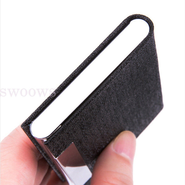 Business Card Holder Case PU Leather Stainless Steel Multi Magnetic Closing Case