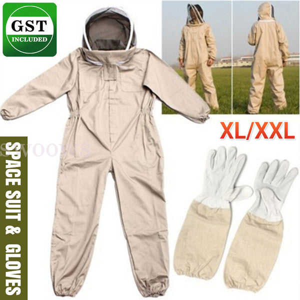 Full Beekeeping Suit Heavy Duty Leather Ventilated Keeping Gloves Bee Anti-Sting