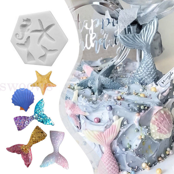 Sea Shell Silicone Fondant Mould Cake Sugar Craft Starfish Icing Baking Mold AU