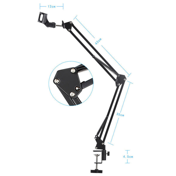 Pro Mic Microphone Holder Suspension Boom Arm Desktop Stand Mount for Broadcast