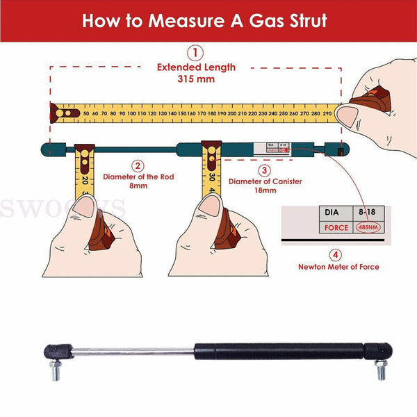 2Pcs 400*100N Gas Strut Kitchen Cabinet Cupboard Door pneumatic hydraulic rod