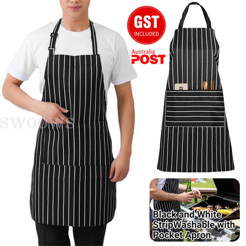 Plain Apron Bib Washable Pocket Butcher Waiter Chef Kitchen Cafe Cooking Craft