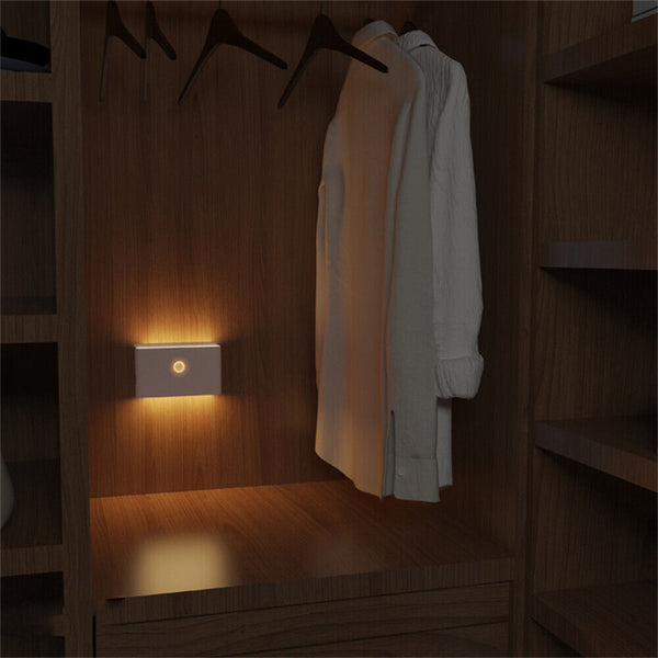 Smart LED Night Light Motion Sensor Closet Cabinet Bedside Lamp USB Rechargeable