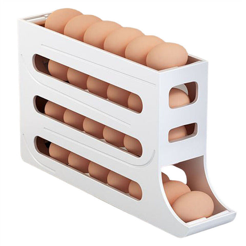 Automatic Scrolling Egg Rack Holder Storage Box Container Refrigerator 2/4-Tier