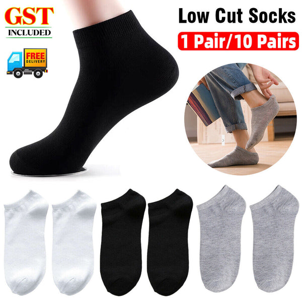 1-10 Pairs Low Cut Socks Cotton Soft Breathable Non-Slip Casual Ankle AU Hot