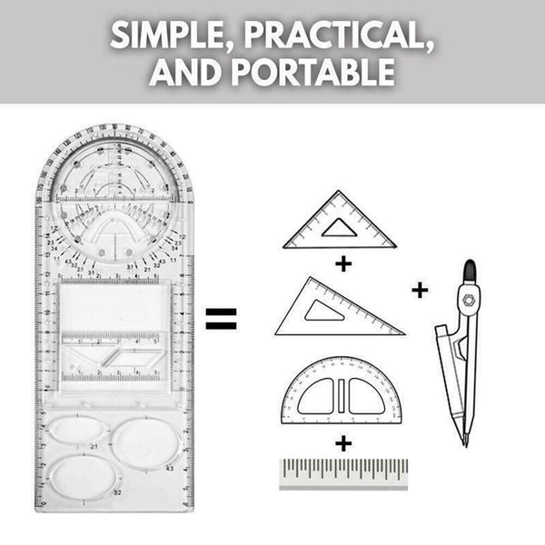 Multifunctional Geometric Ruler Drawing Template School Office Measuring Tool AU