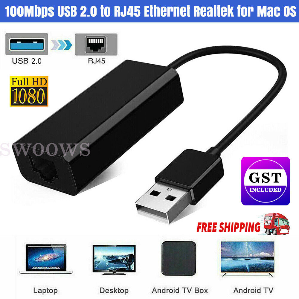 USB USB2.0 to Ethernet RJ45 Network Lan Adapter Cable for Mac OS PC Win10/8/7