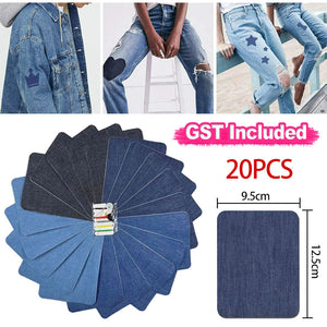 4 Colors Denim Jeans Repair Kit - 20pcs Iron On Denim Fabric Mending Patches