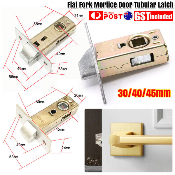 30-45mm Flat Fork Mortice Door Tubular Latch Internal Bolt Facility Sprung Catch