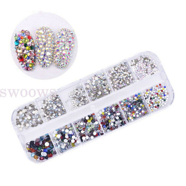 Nail Art 3D Assorted Rhinestones Gem Pearl Glitter Sequins Nail Decor Tips