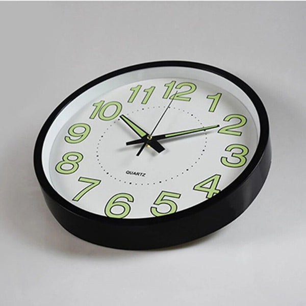 12'' Luminous Wall Clock Glow In The Dark Silent Quartz Indoor Home Modern Clock