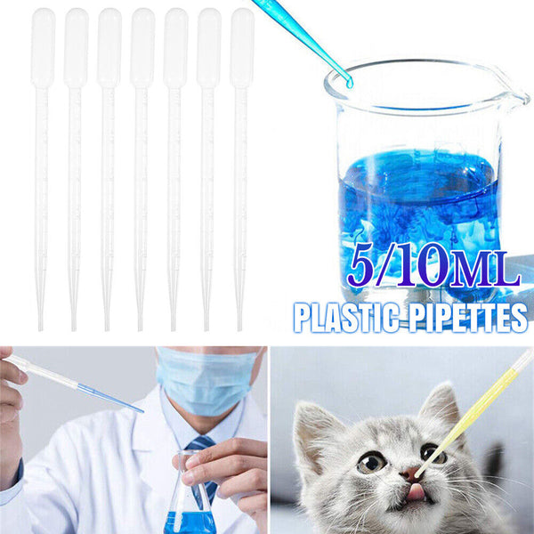 50/100PCS 5/10ML Plastic Clear Eye Oil Dropper Transparent Graduat PipetteS