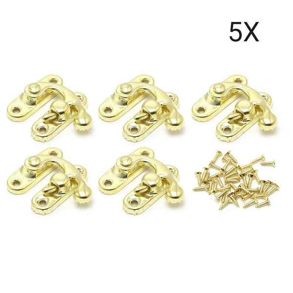 5/10pcs Antique Metal Catch Curved Buckle Horn Lock Clasp Hook Jewelry Box Pad