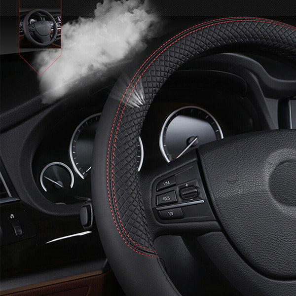 38CM Universal Auto Car Steering Wheel Cover Anti-Slip Wheel Protector Leather