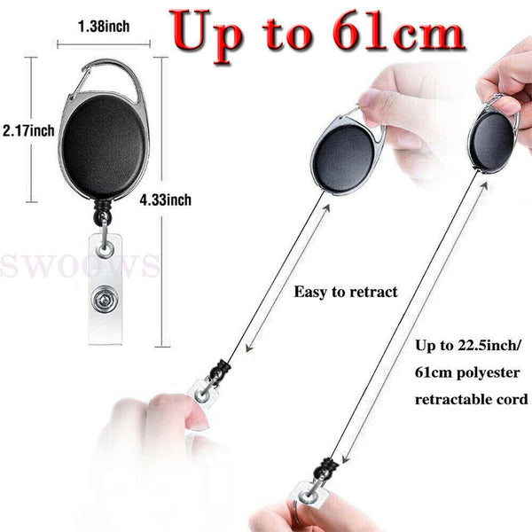 3-30pc Retractable Badge Holder Reel Card Business Security ID Pull Key Tag Clip