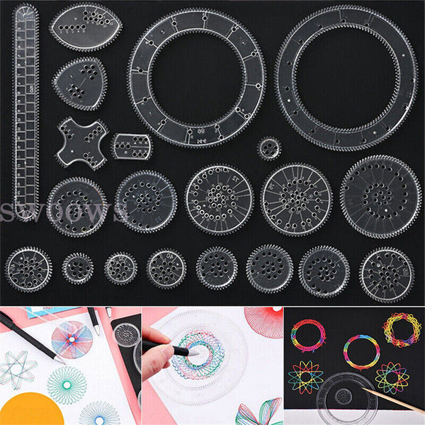 28Pcs Spirograph Geometric Ruler Drafting Tools Stationery Drawing Toys Set