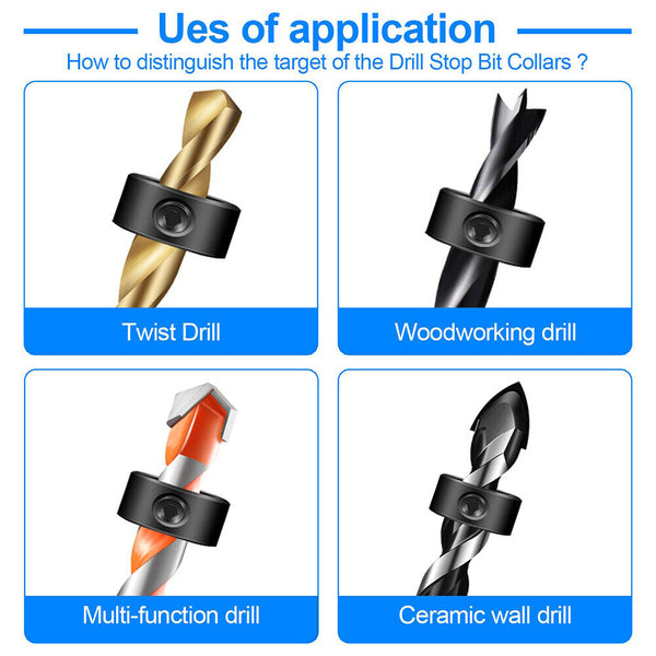 3-16mm Drill Bit Depth Stop Collars Positioner Drill Locator Fixed Ring AU