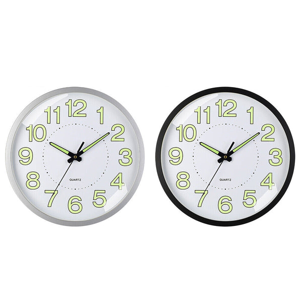 12'' Luminous Wall Clock Glow In The Dark Silent Quartz Indoor Home Modern Clock