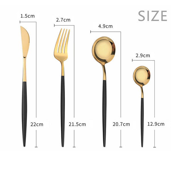 Stylish Deluxe Stainless Steel Knife Fork Spoon Teaspoon Kitchen Cutlery 4pc/Set