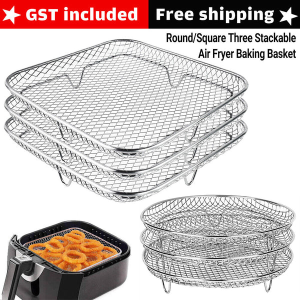 8" Three Stackable Air Fryer Rack Baking Basket for Instant Vortex Air Fryer AU