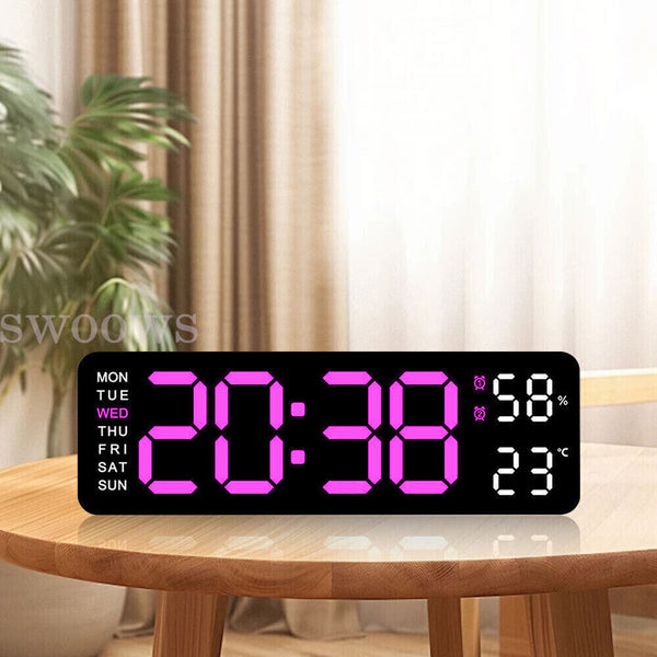 With Calendar Date Temperature LED Large Display USB Clock Digital Wall