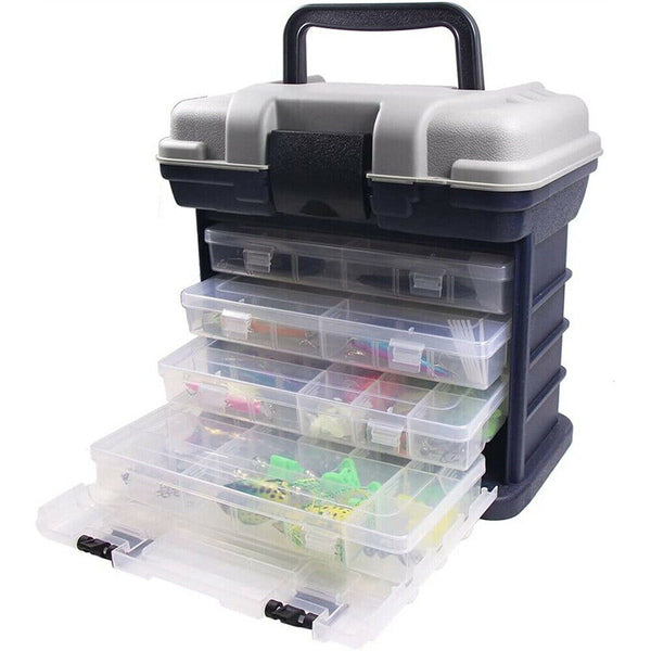 Portable 4 Tray Heavy Duty Removable Fishing Tackle Box for Terminal Tackle AU