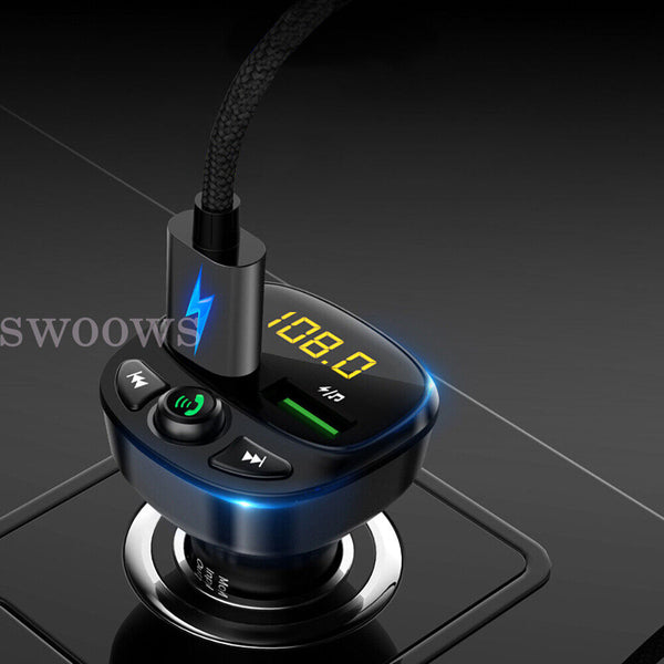 CAR PHONE CHARGER BLUETOOTH TRANSMITTER FM RADIO IPHONE ANDROID WIRELESS ADAPTER