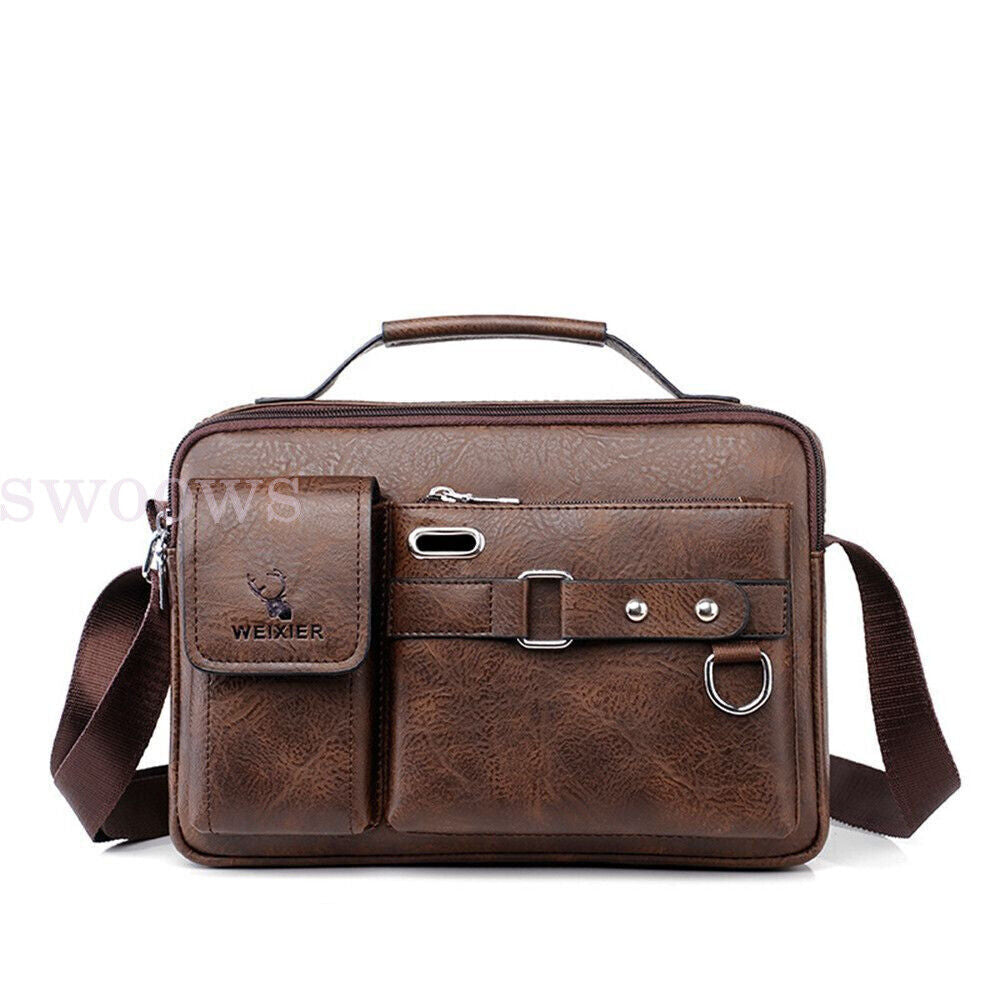 Men's Vintage Messenger Leather Satchel Shoulder Crossbody Briefcase Laptop Bag