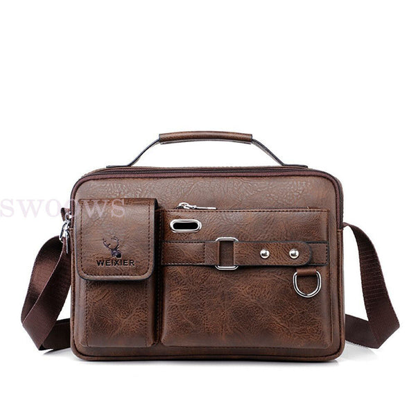 Men's Vintage Messenger Leather Satchel Shoulder Crossbody Briefcase Laptop Bag