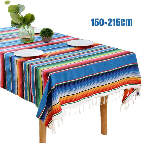 Mexican Sarape Blanket Tablecloth Throw Yoga Beach Picnic Rug Party 150x215cm