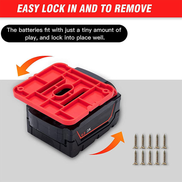 UP20x Battery Mounts Storage Holder Rack For Milwaukee M18 18V Tool Battery Red