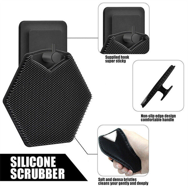 Silicone Shower Brush Foot Back Body Scrubber Massager Pad Exfoliating Brush Mat