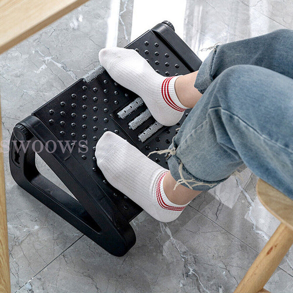 Height Angle Adjustable Foot Rest Stool Office Computer Desk Footrest Comfort