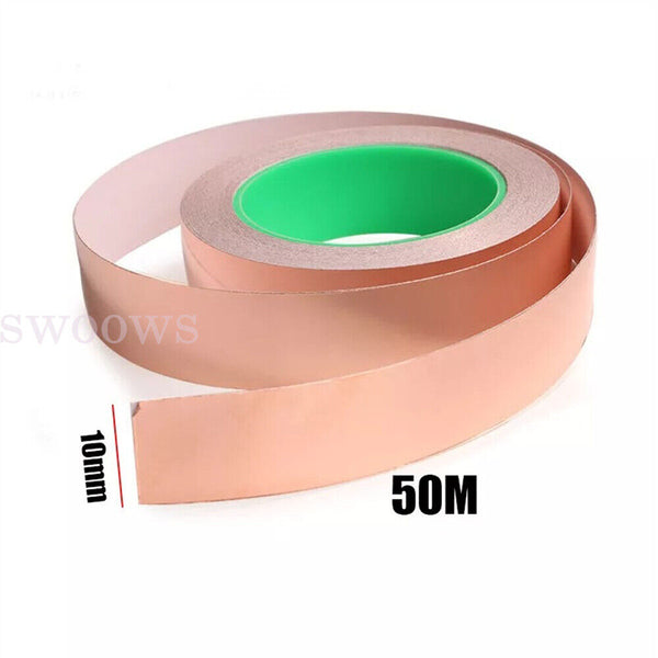 Double Sided Copper Foil Tape 50M x10mm EMI Shielding Conductive Adhesive Tapes